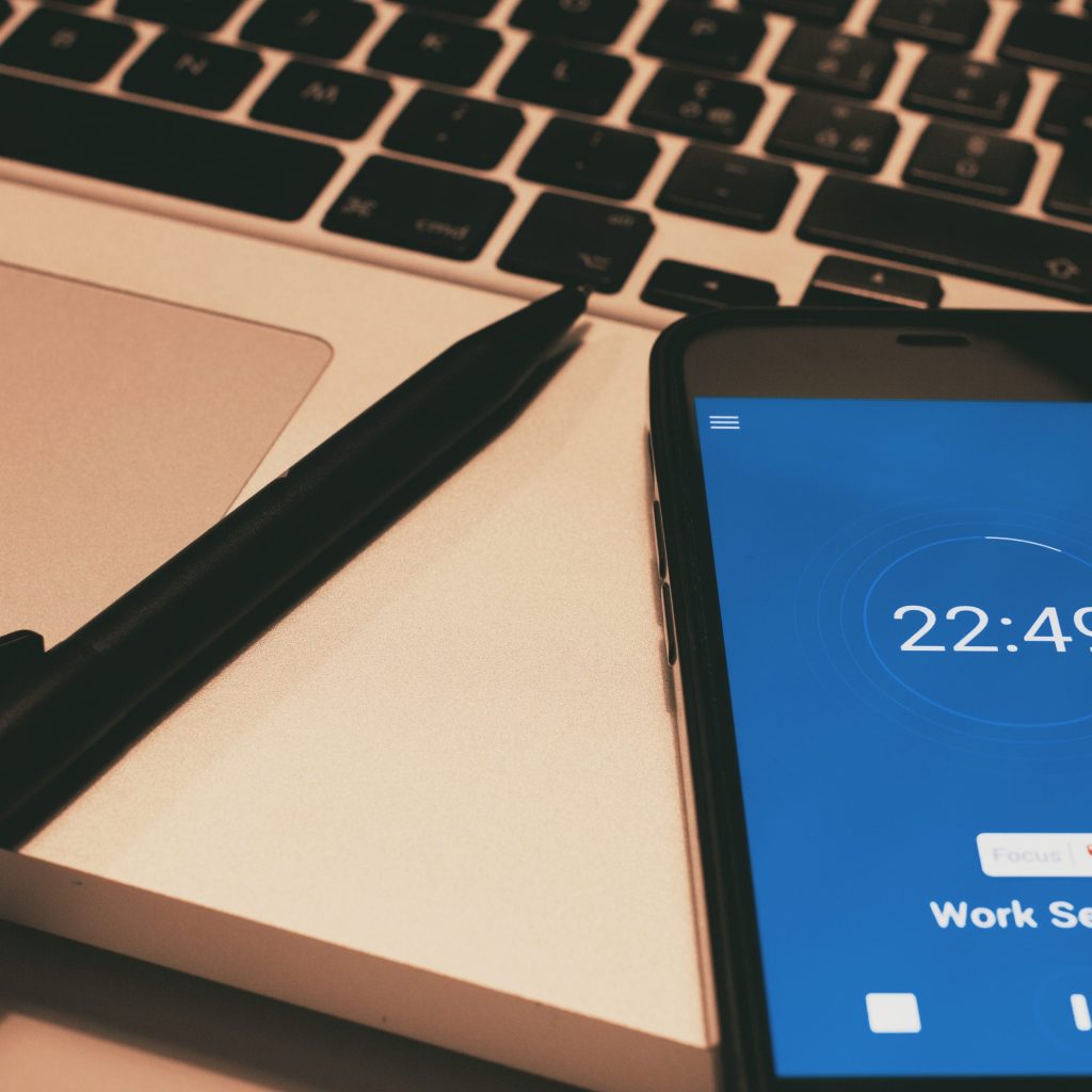 a phone with a timer set for timeblocking
