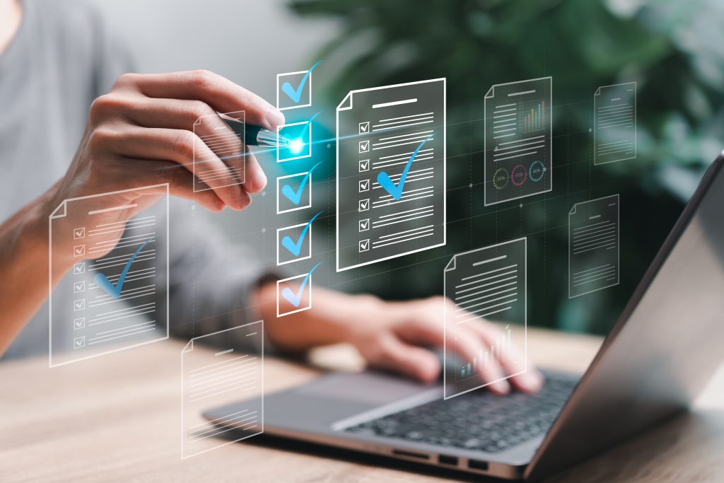 a virtual checklist signifying steps to take to register a virtual office space in singapore