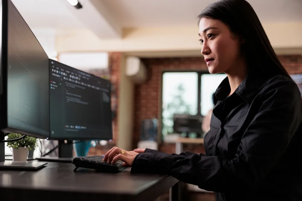 a young businesswoman working with her laptop